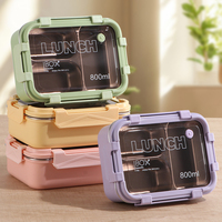 Boîte à lunch en acier inoxydable 304 à 3 compartiments de 800 ml - Bento anti-fuite avec couvercle en plastique, style coréen, qualité alimentaire, vente en gros personnalisée 2025