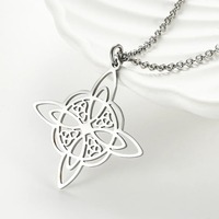 Collier classique en acier inoxydable avec pendentif nœud de sorcière, amulette celtique porte-bonheur irlandaise, bijoux vintage pour hommes et femmes