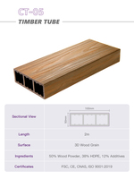 Decoración Exterior, Listón de Madera, Tubo Cuadrado Hueco de WPC para Pared, Techo con Aspecto de Madera, Tubo de Madera