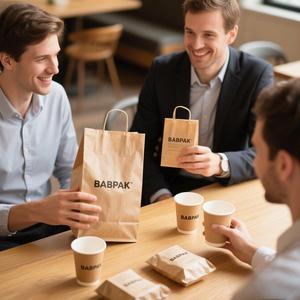Custom Printed Brown Kraft Paper Takeaway <b>Bags</b> Eco-Friendly Kraft Paper <b>Bread</b> <b>Bags</b> with Hand Length Handles - Product Image 3