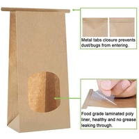 Sacs d'emballage alimentaire en papier kraft avec fermeture à lien métallique, résistants à l'huile, avec fenêtre, jetables, à fond carré marron, pour pain et grains de café