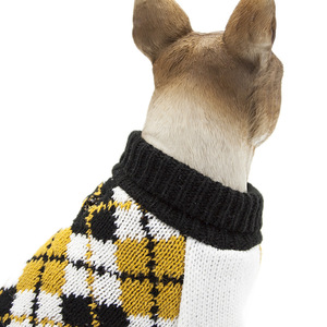 Manufacturer Wholesale Navy Blue Yellow Plaid Winter Dog <b>Sweater</b> - Product Image 4
