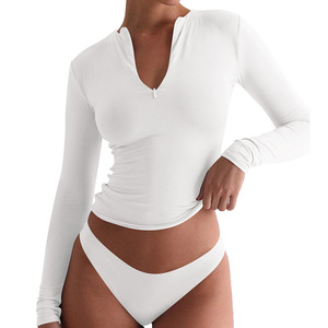 Camiseta de Manga Larga con Botones y Rayas Finas Estilo Y2K para Mujer, Nueva Moda - Product Image 2