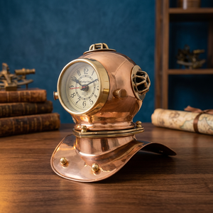 Maritime DH6 Divers Helmet with Antique Style <b>Clocks</b> Nautical Desk Decor Collectible Display for Home Office - Product Image 2