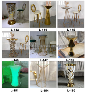 LEDA Luxury Party Event Decor Metal <b>Round</b> Bar <b>Table</b> <b>Gold</b> Hotel Dining <b>Table</b> for Wedding - Product Image 5