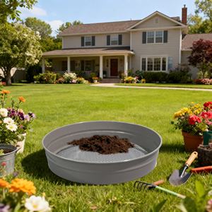 Tamis à terre de jardin en métal galvanisé, tamis à terre robuste, tamis à mailles pour compost, <span class=keywords><strong>sable</strong></span> <span class=keywords><strong>et</strong></span> pierres - Product Image 1