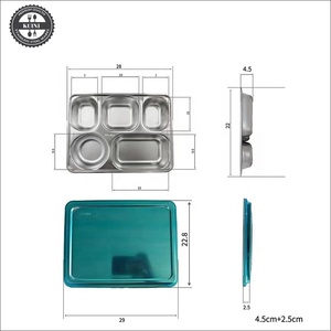 Plaque indonésienne en acier inoxydable 304, boîte à lunch indonésienne avec couvercle pour <span class=keywords><strong>cantine</strong></span>, grande boîte à lunch approfondie à cinq sections - Product Image 3