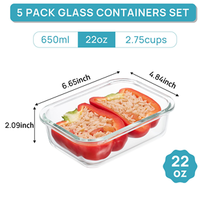 Microwave Safe Square Glass Food Storage <b>Container</b> with Vented Lid - Product Image 2