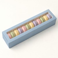 Boîte coulissante en papier kraft personnalisée avec fenêtre transparente et logo, emballage alimentaire de qualité supérieure pour macarons et biscuits, vente en gros