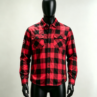 Kemeja Pria Bahan Katun Flanel Amerika, Kerah Tegak, Motif Garis Kotak-kotak, Lengan Panjang, Ukuran Besar, untuk Gaya Jalanan