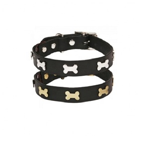 Collar de Perro de Cuero Vacuno Genuino, Personalizado, Talla Grande, Ajustable, con Hebilla Metálica, Impermeable, con Patrón a Rayas, para Entrenamiento - Product Image 1