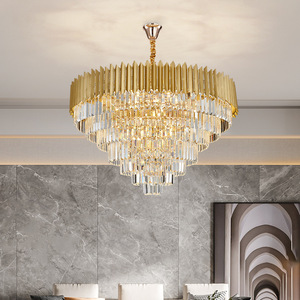 Living Room Decor Restaurant Round Led Gold Luxury K9 <b>Crystal</b> Modern Pendant Light <b>Chandeliers</b> - Product Image 2