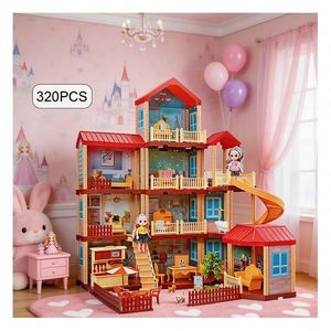 <b>Plastic</b> Kids <b>Play</b> House Dollhouse Toy with Furniture Accessories Pretend <b>Play</b> Mansion Villa Gift Set - Product Image 2