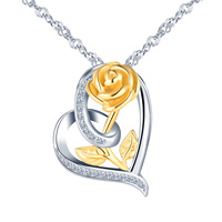 Ins Jewelry 经典心形向日葵镂空 925 纯银 18K 镀金 925 吊坠项链，适合订婚婚礼