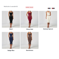 Nouvel ensemble de yoga 2 pièces 2026 à couleurs contrastées, avec logo personnalisé, en tissu Spandex brossé, pour la course, pantalon court, sport, fitness, gym, vêtements de sport