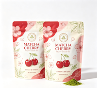 Sachet refermable personnalisé recyclable avec logo, pour poudre de matcha, emballage alimentaire, avec ligne de déchirement, taille personnalisée, faible MOQ, vente en gros