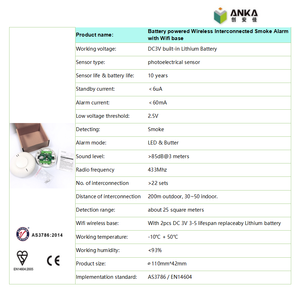 AS3786 WiFi RF433 <strong>Interconnected</strong> Smoke Alarm 10 Year Battery Photoelectric <strong>Fire</strong> <strong>Detector</strong> for Australia QLD Compliance OEM - Product Image 4