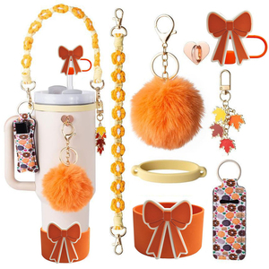 Ensemble de 8 accessoires pour gobelet à épices de citrouille d'automne pour gobelet Stanley, kit de décoration de gobelet de récolte personnalisable pour le marché américain - Product Image 1