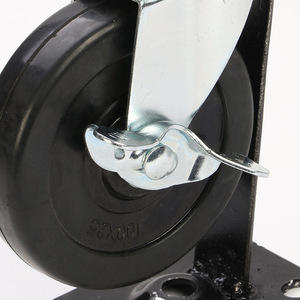 4 Inch Rubber Flat Bottom Swivel Caster With Side Brake 100x100 Mm Bolt Hole Type Wear Resistant Trolley Wheel - Product Image 2
