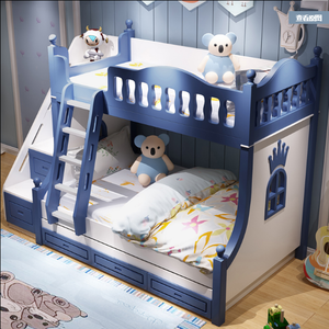 <span class=keywords><strong>Letto</strong></span> a castello moderno a tema spaziale blu per bambini con scivolo, armadio, scale con cassetti, mobili per camera da <span class=keywords><strong>letto</strong></span> per bambini, per ragazzi - Product Image 3