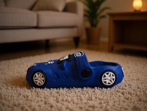 Pantofole con motivo auto blu per ragazzi, taglia 23-30, scarpe estive antiscivolo per bambini, tomaia in PVC, suola in gomma - Product Image 2