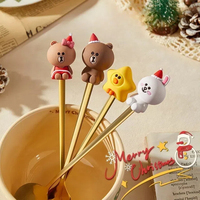 Dropshipping Cuillère à dessert de grande valeur en acier inoxydable Set de couverts de Noël pour enfants et bébés Cadeau de fantaisie