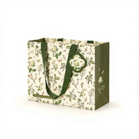 Sacs cadeaux en papier personnalisés avec logo, sacs de shopping floraux en gros avec poignées en ruban, emballage personnalisé