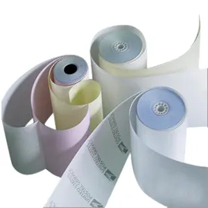 Custom 2 3 ply carbonless rolls 3" X 95 Feet 75X75 76X76 75X65 75X60 mm ncr receipt paper roll carbonless paper for printing