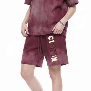 Shorts gaufrés personnalisés 325g, poids lourd, effet peinture pulvérisée, sérigraphie, marque privée, vêtements streetwear, fabrication <span class=keywords><strong>OM</strong></span> - Product Image 2