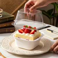 Boîte d'emballage pour gâteau à la crème aux fraises, Tiramisu, Mousse, Contenant carré transparent en PET anti-buée pour pâtisserie haut de gamme à emporter