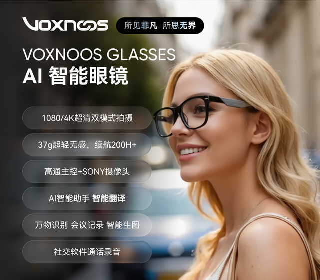 AI Smart Camera Glasses 4K Photo & Video, Call, Translation, Voice Recorder & LLM Visual Recognition