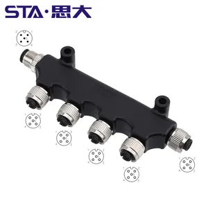 5 Pin T Adapter N2K M12 6 Way Connectors A Code 5 Poles M12 Male to Female NMEA2000 Waterproof IP67 Marine Field Plug