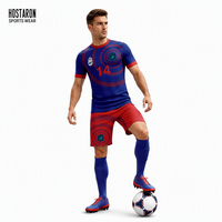 HOSTARON OEM Vente en gros Ensemble de maillots de football en tissu mesh latéral personnalisé avec logo d'équipe Impression par sublimation complète Uniformes de football professionnels