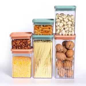 Wadah Penyimpanan Makanan Kedap Udara, Set Wadah Dapur dan Dapur 6 BH-BPA Bebas Plastik Penyimpanan Makanan Kering dengan L