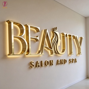 Letrero Metálico Retroiluminado con Logotipo Empresarial 3D Personalizado, Letras Doradas Cortadas con Láser, para Interiores y Exteriores, Ideal para Salones de Belleza y Uñas - Product Image 1