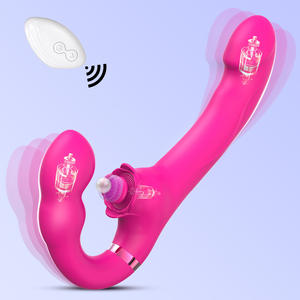 Ferngesteuerter Doppelendiger <span class=keywords><strong>Dual</strong></span>-<span class=keywords><strong>Shock</strong></span> Strapless Dildo <span class=keywords><strong>Vibrator</strong></span> Sexspielzeug für Paare Lesben 10-Modus Massagestab Analplug Erwachsenenspielzeug - Product Image 1