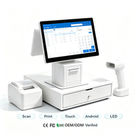 Caisse enregistreuse OEM 15,6 pouces à double écran, système POS tout-en-un Win 11 Android avec imprimante 80 mm