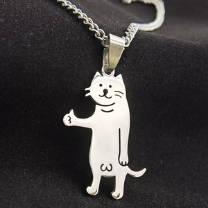 Collar Divertido con Colgante de Gato o Perro con el Dedo en el Aire, Accesorio de Cadena <span class=keywords><strong>para</strong></span> Suéter, Estilo Hip-hop, Regalo <span class=keywords><strong>para</strong></span> Amigos - Product Image 1