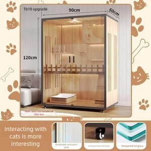 Multi-Feature Grote Ruimte Houten Binnen/Buiten Kattenhuis Met Ventilatie Glazen Deur Krassen Post Kattenkooi Huisdier Meubels - Product Image 3