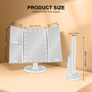 Xách Tay Gấp Trang Điểm Gương Với Ánh Sáng LED Plastci Du Lịch Mỹ Phẩm Gương Vẻ Đẹp Gương Thông Minh Điều Khiển Cảm Ứng 180 ° Xoay - Product Image 3