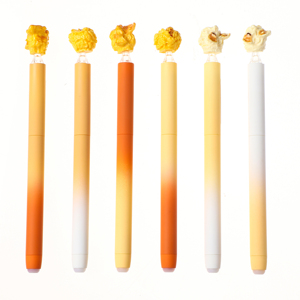 <span class=keywords><strong>Stylo</strong></span> <span class=keywords><strong>effaçable</strong></span> à mécanisme rotatif, thème Popcorn parfumé, avec gomme en forme de pop-corn réaliste, pointe de 0,5 mm, encre bleue, pour l'école et le bureau - Product Image 1