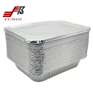 10 30 50个矩形铝箔容器一次性铝锅，用于食品铝箔容器铝箔托盘，带盖