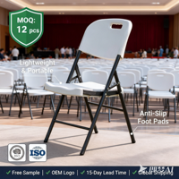 Chaise pliante en plastique avec cadre en acier robuste et poignée de transport pour jardin