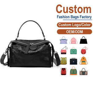 Bolso de Hombro de Cuero Genuino Negro Arrugado - Piel de Primera Calidad, OEM para Marcas que Buscan una Estética de Lujo Táctil - Product Image 1