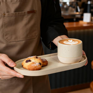 Новинка: Набор керамических чашек для чая, молока и эспрессо в скандинавском стиле, бежевый цвет, с блюдцами. Хит продаж. - Product Image 2