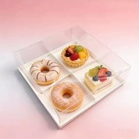 Boîte en papier pliable 4/6 compartiments, noire, violette, couleur café, avec plateau intérieur et couvercle transparent en PET, pour donuts, gâteaux, choux et pâtisseries