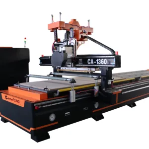 เครื่องแกะสลักไม้3D CA-1360ระบบ CNC เราเตอร์ทำรังอัตโนมัติแบบ ATC สำหรับเครื่องบินและงานแกะสลักไม้ทรงกระบอก