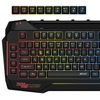 Aikun GX630 7 renk RGB oyun klavyesi, USB Hub, ses giriş/çıkış bağlantı noktası 104 tuşları kablolu teclado gamer için