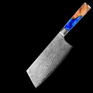 มีดเหล็กดามัสกัสด้ามไม้เรซิ่นสีน้ำเงินแบบพิเศษ พร้อมแกนเหล็ก VG10 ญี่ปุ่น 67 ชั้น คุณสมบัติแบบใช้แล้วทิ้ง - Product Image 3