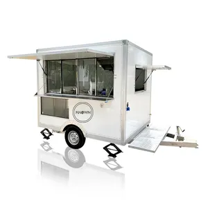 2024 2.5M Longueur Mobile Alimentaire Remorque Café Crème Glacée Chariot Hot Dog Vin Rouge Kiosques Van Camion avec Thai Crème Glacée Machine - Product Image 1